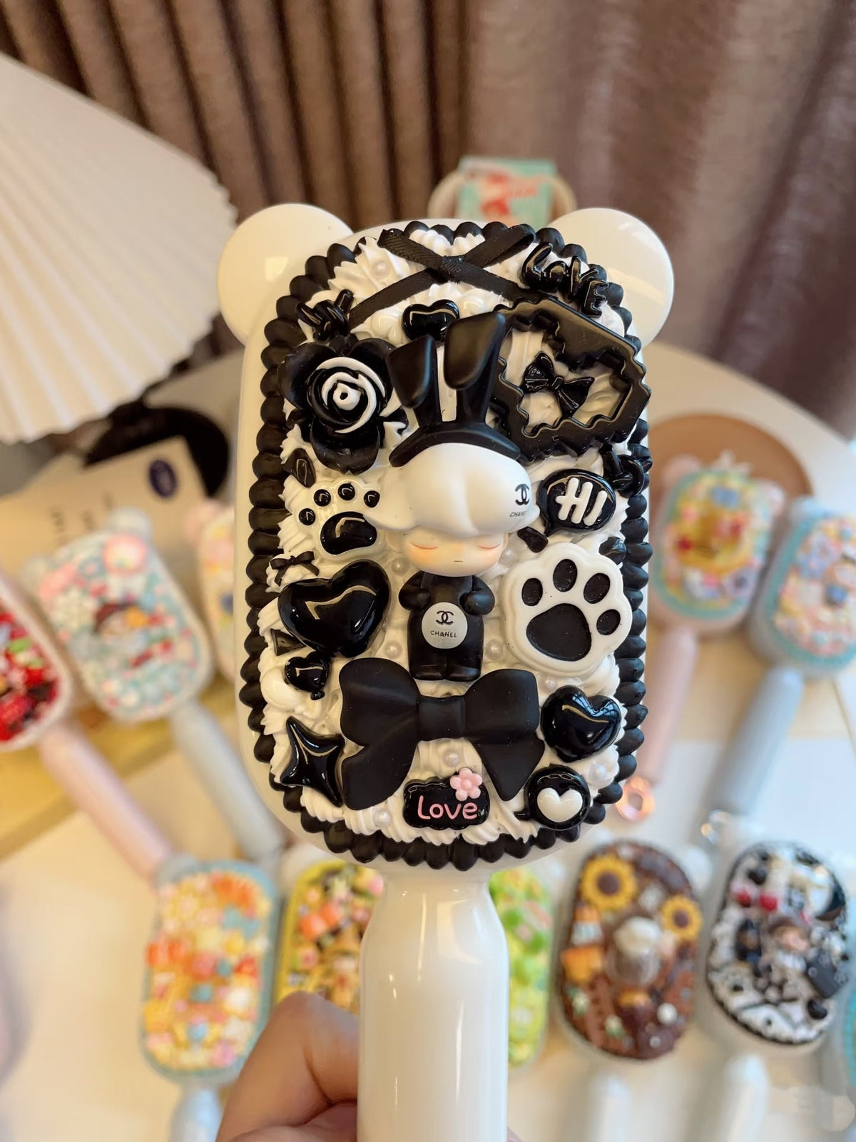 Handcrafted Blind Box Doll Air Cushion Comb with Artisan Beaded Lanyard – One of One Edition