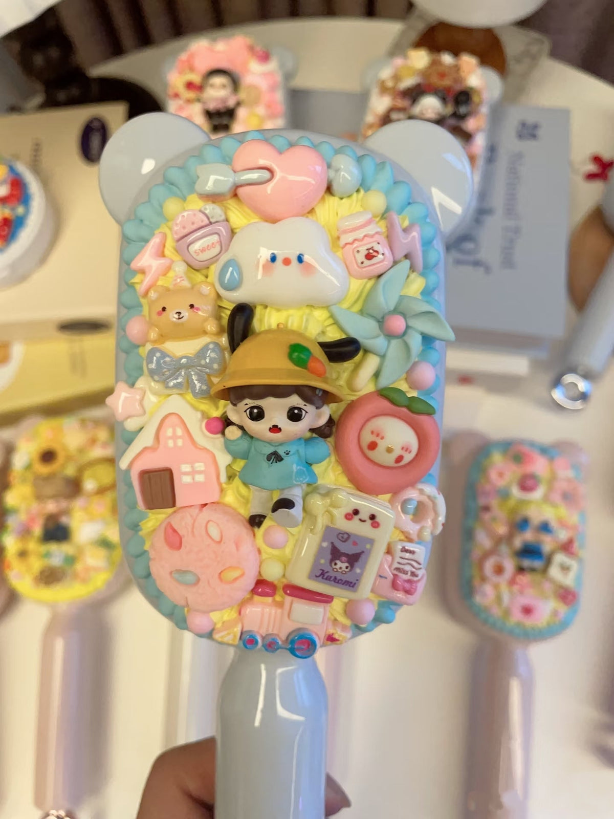 Handcrafted Blind Box Doll Air Cushion Comb with Artisan Beaded Lanyard – One of One Edition