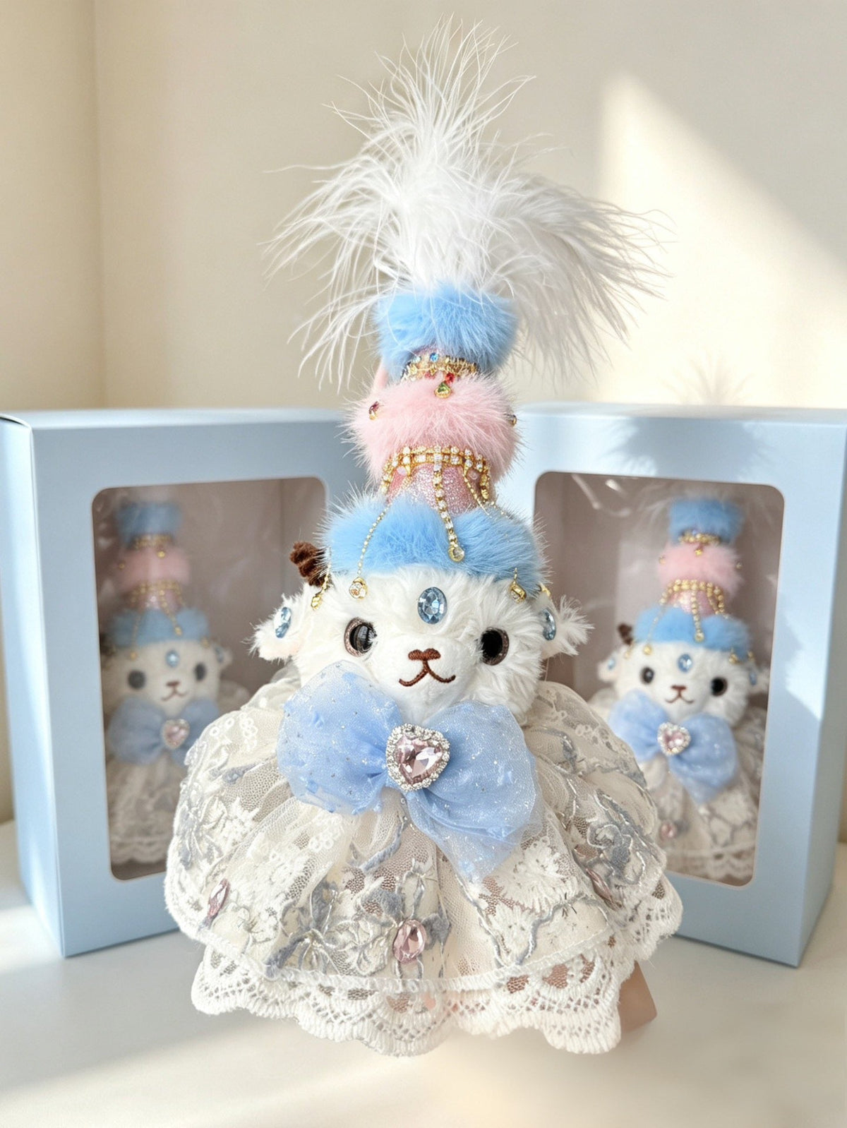 Handmade Xinjiang Ethnic Style Little Sheep Plush Doll, Sparkly Rhinestone Tassel Decor Fluffy Doll Bag Hanging Ornament Gift