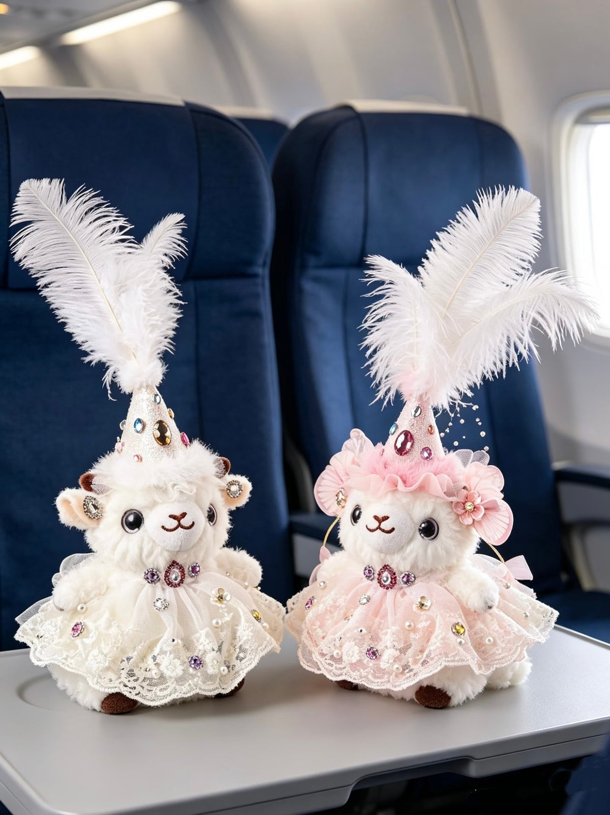 Handmade Xinjiang Ethnic Style Little Sheep Plush Doll, Sparkly Rhinestone Tassel Decor Fluffy Doll Bag Hanging Ornament Gift