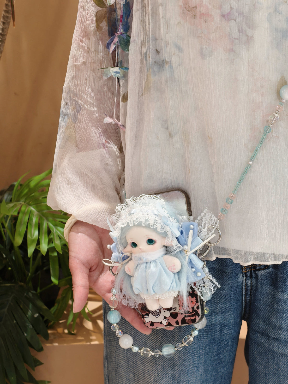 Handcrafted Blind Box Doll Phone Case with Artisan Beaded Lanyard – One of One Edition
