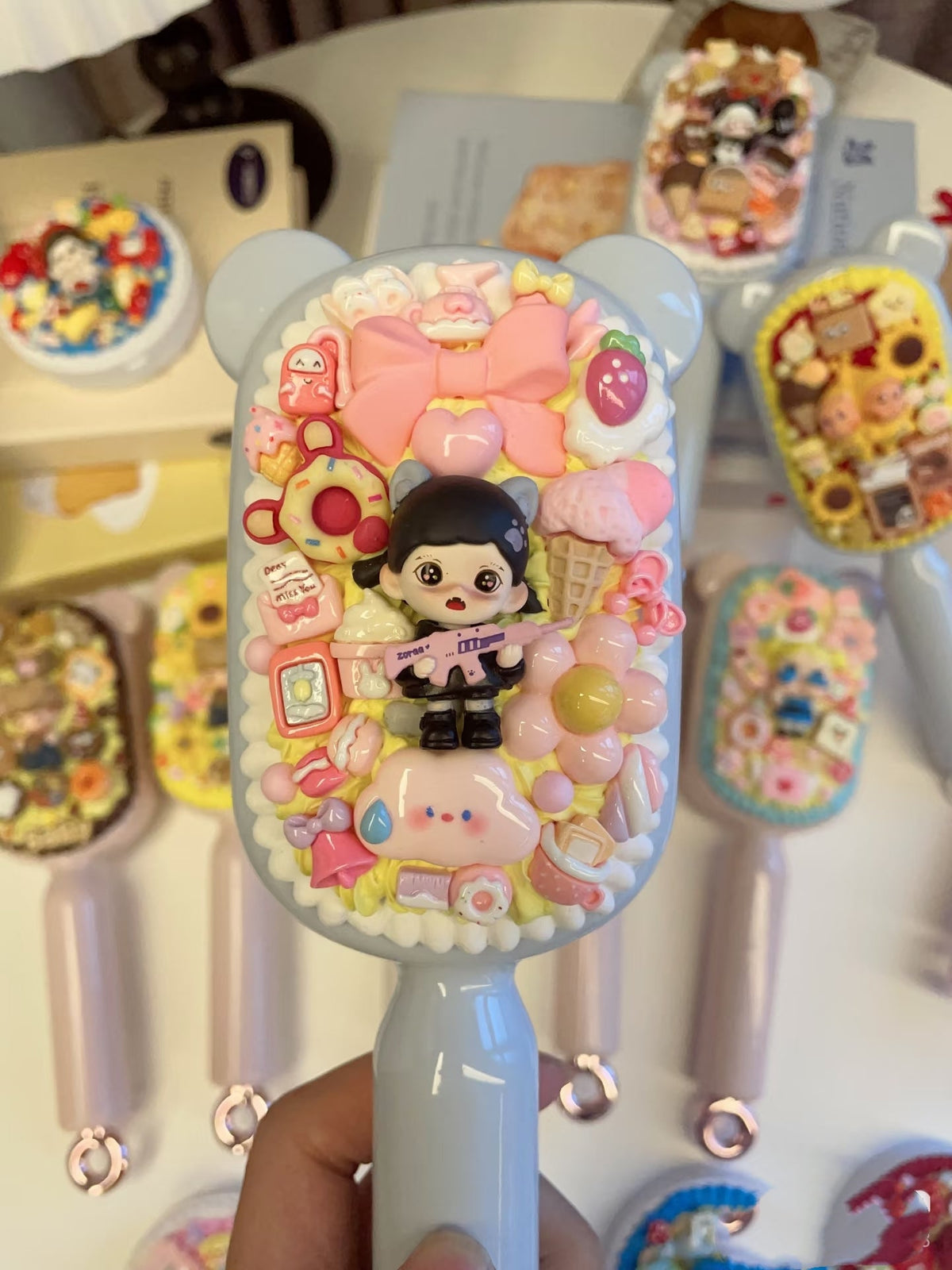 Handcrafted Blind Box Doll Air Cushion Comb with Artisan Beaded Lanyard – One of One Edition